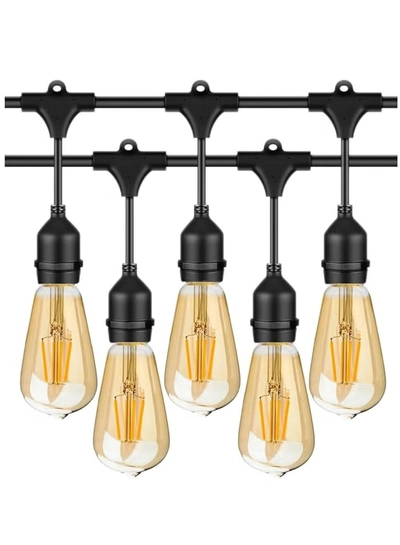 Yuwell Outdoor Waterproof IP65 Led String Lights E27 Holder 10 Meter Bulb Holder Wire With 20 Bulbs 4W ST64 Amber With EU Plug Solar Bulb Holder For Ramadan Decoration Lights And Outdoor Decoration Light Hanging Light String Wire Ramadan Light For Commercial Patio Garden & Porch Yard-0