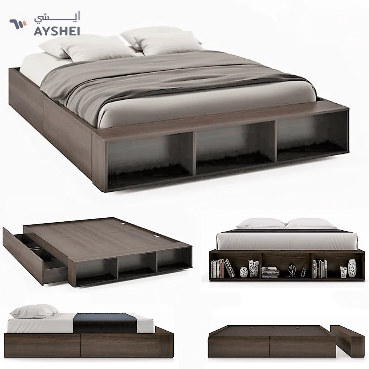 Toshi Platform Storage Bed, King/Queen/Super King, Custom-6-6