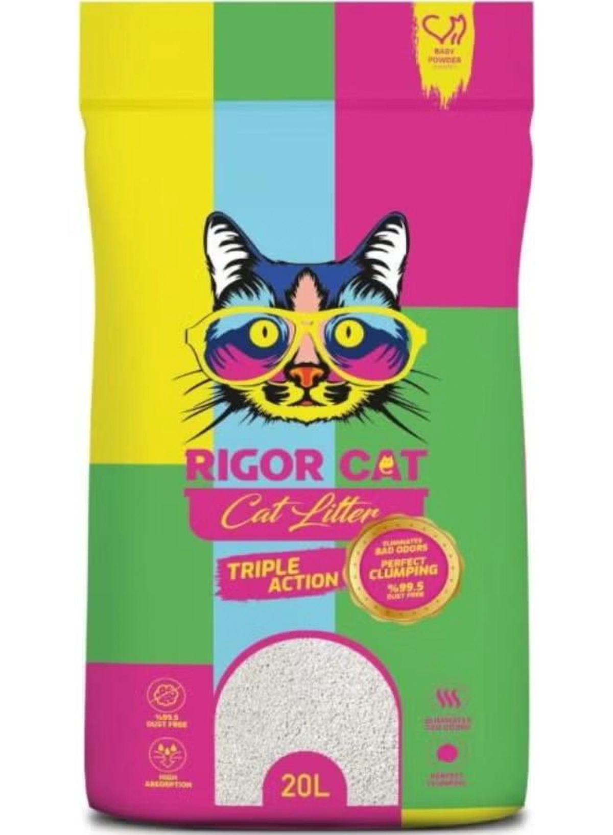 Rigor Cat Cat Natural White Bentonite Clumping Litter - Baby Powder - 20L