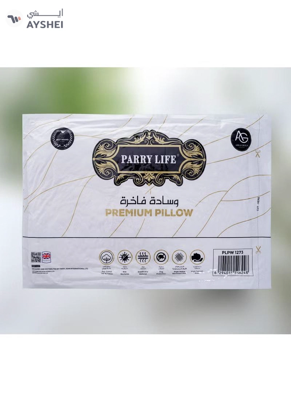 PARRY LIFE Premium Pillow For Back, Neck, And Shoulder Support Soft Fluffy Stripe Hotel Pillows Microfiber White 75x50cm