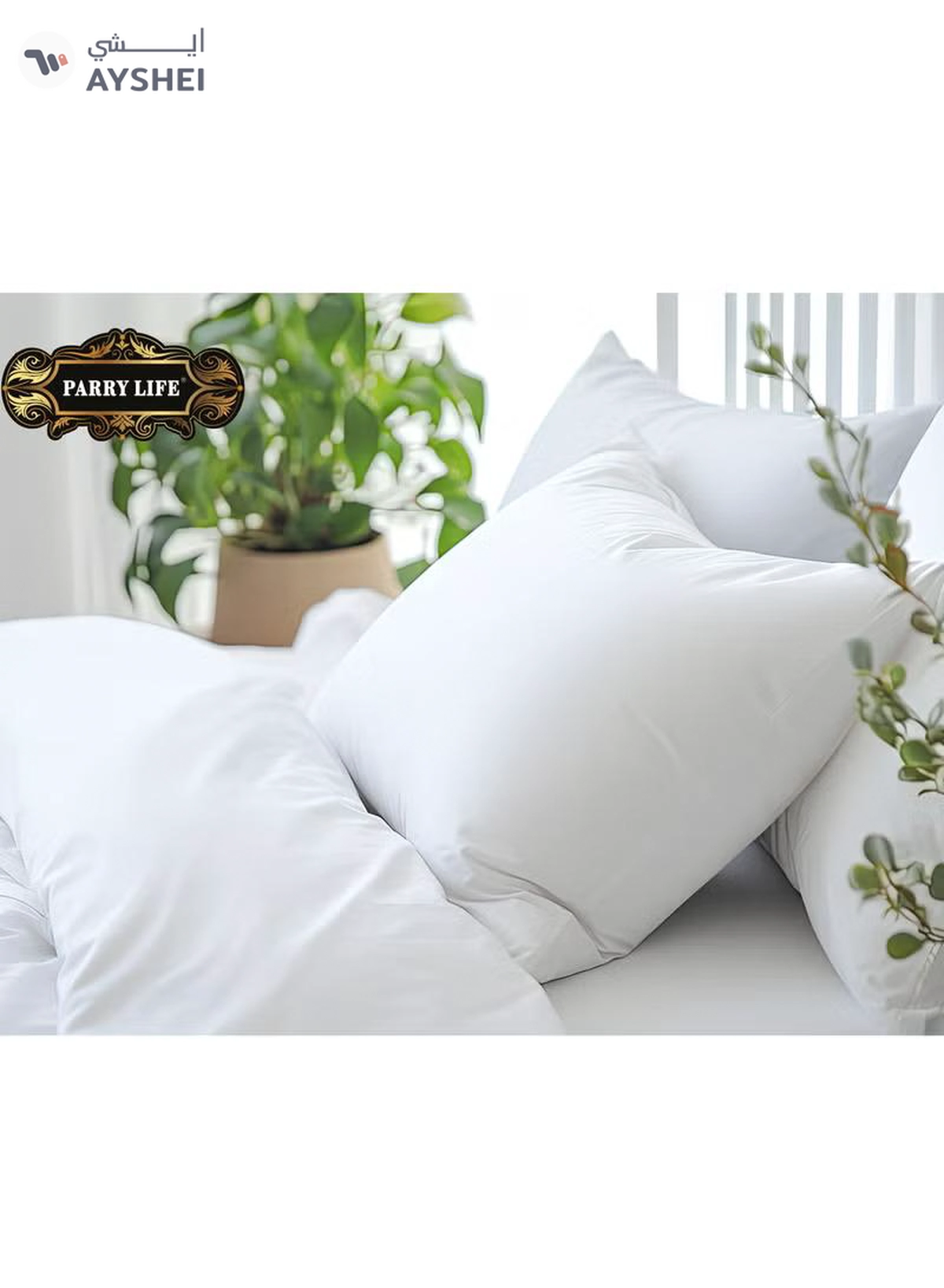 PARRY LIFE Premium Pillow For Back, Neck, And Shoulder Support Soft Fluffy Stripe Hotel Pillows Microfiber White 75x50cm-1-1