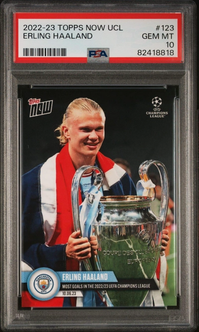 Erling Haaland 2022-23 Topps Now Sport Card PSA 10-0