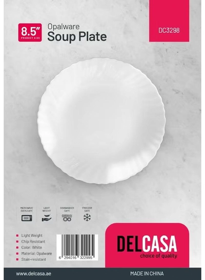 Delcasa DC3298 Opalware Soup Plate, White, 8.5-Inch Size-4