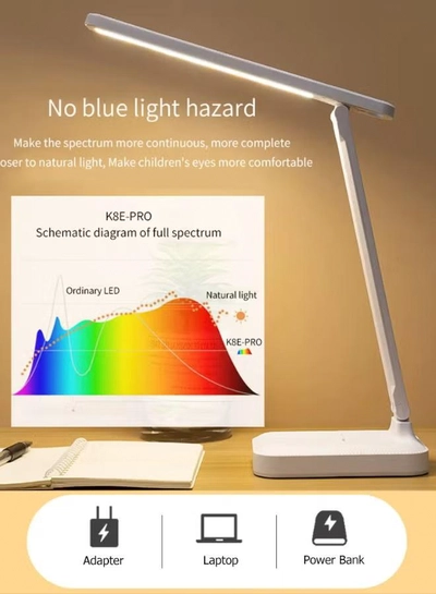 QLIGHT LED Desk Lamp Reading Eye Protection 3 Color Rechargeable Table Lamp Stepless Dimmable Touch Table Light Bedside Lights Flexible Lamp Rechargeable USB Desk Night Light for Reading Working Studying-5