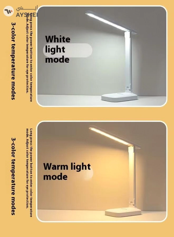 QLIGHT LED Desk Lamp Reading Eye Protection 3 Color Rechargeable Table Lamp Stepless Dimmable Touch Table Light Bedside Lights Flexible Lamp Rechargeable USB Desk Night Light for Reading Working Studying