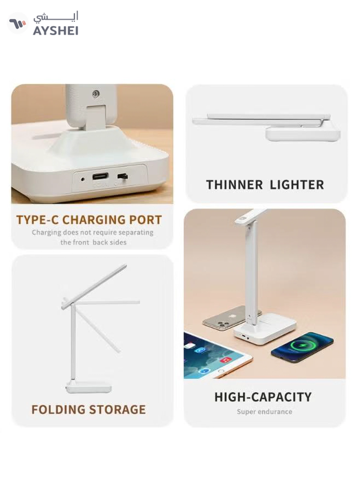 QLIGHT LED Desk Lamp Reading Eye Protection 3 Color Rechargeable Table Lamp Stepless Dimmable Touch Table Light Bedside Lights Flexible Lamp Rechargeable USB Desk Night Light for Reading Working Studying-4-4