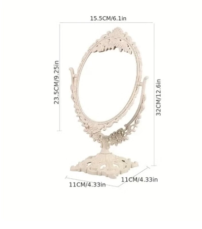 ORiTi Elegant Vintage Floral Makeup Mirror - Double-Sided 360 Degree Rotating Vanity Mirror -1