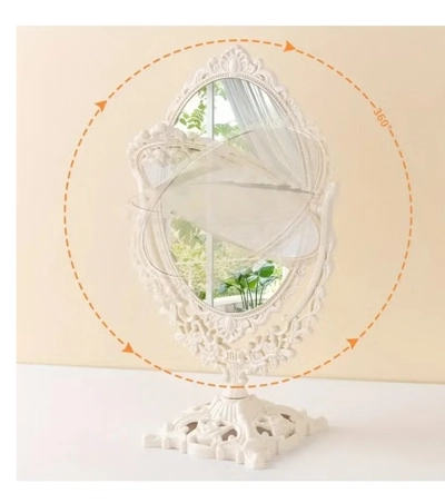 ORiTi Elegant Vintage Floral Makeup Mirror - Double-Sided 360 Degree Rotating Vanity Mirror -2