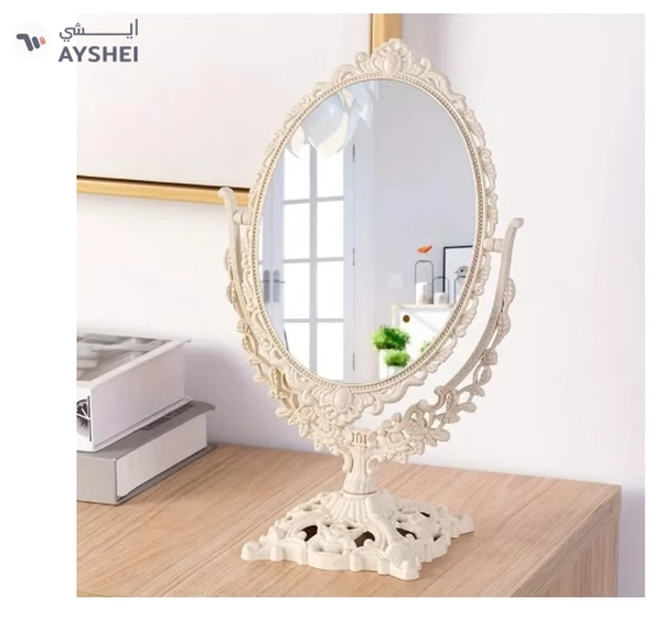 ORiTi Elegant Vintage Floral Makeup Mirror - Double-Sided 360 Degree Rotating Vanity Mirror