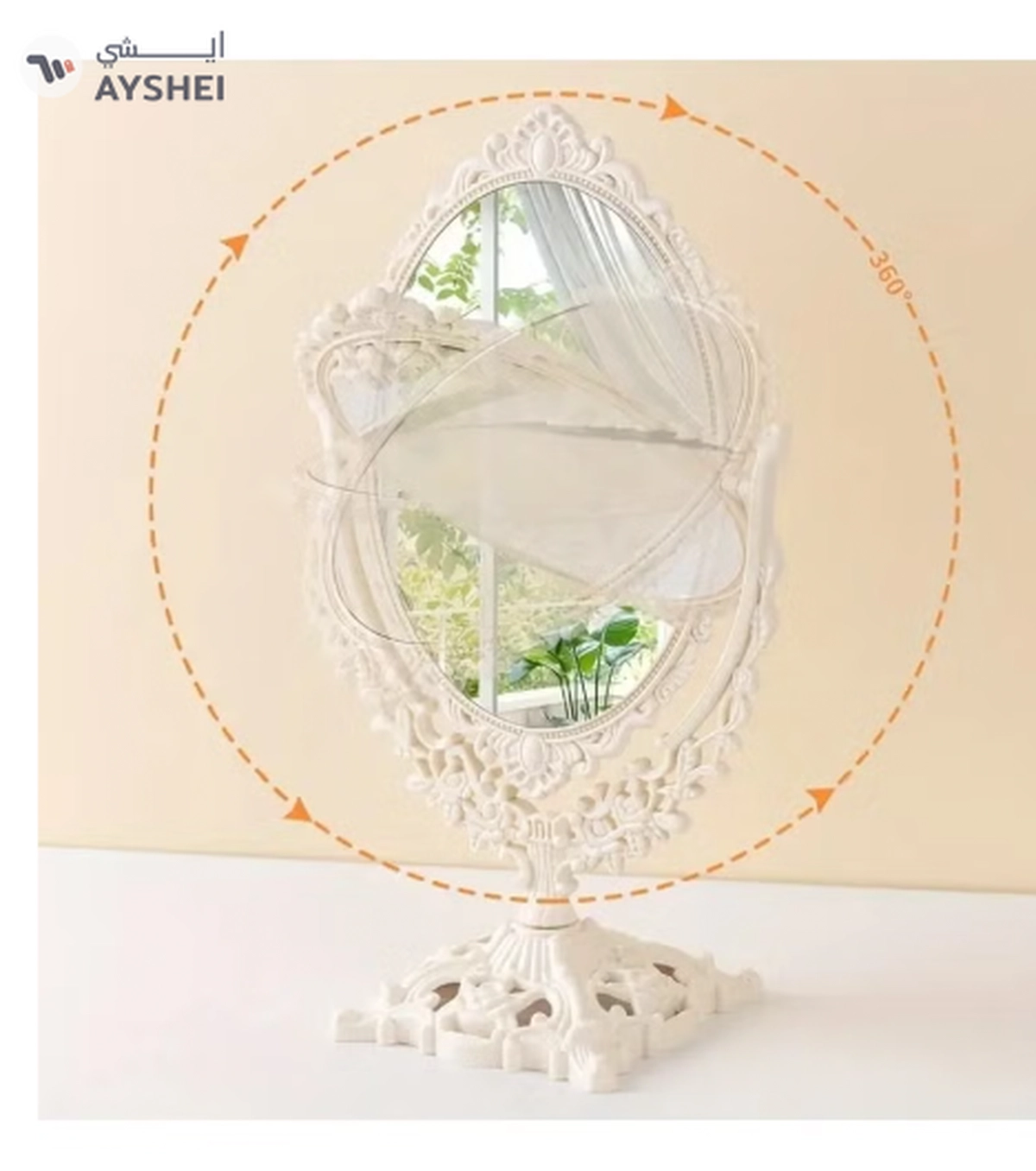 ORiTi Elegant Vintage Floral Makeup Mirror - Double-Sided 360 Degree Rotating Vanity Mirror -2-2