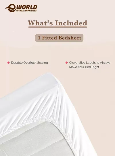 White Microfiber Fitted Bedsheet with Deep Pocket for a Snug Fit, Breathable, Machine Washable for Optimal Protection, Available in King, Queen and Single Sizes, Without Pillow Cover-2