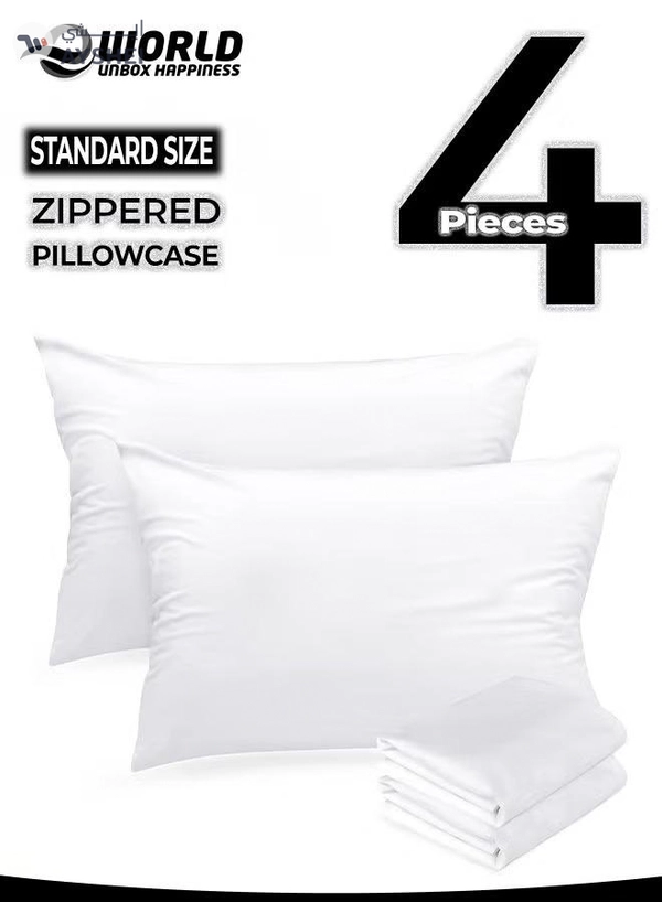 Eworld 4 Pieces Waterproof Standard Size White Pillow Protectors