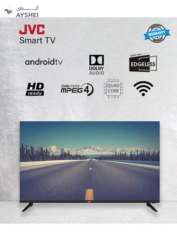 JVC 32 inch HD Edgeless Android 14 Smart TV With Wifi, Dolby Audio, Quadcore Processor LT-32N3105 Black