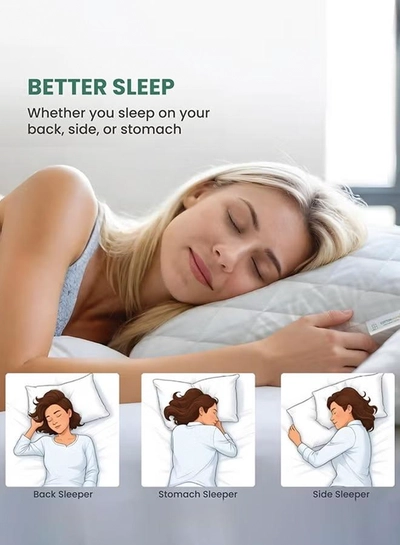 Eworld 2-Pack Hotel-quality White bed Pillows, Diamond Quilted for Side & Stomach Sleepers-5