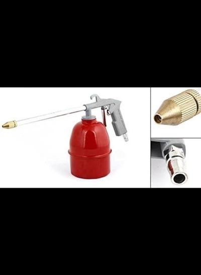 ABBASALI Red Metal Body Gray Head Long Nozzle Air Pressure Feed Grease Gun-1
