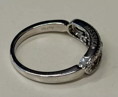 Messika Baby Move Pavé Ring crafted in 18k white gold, featuring three signature moving diamonds-2