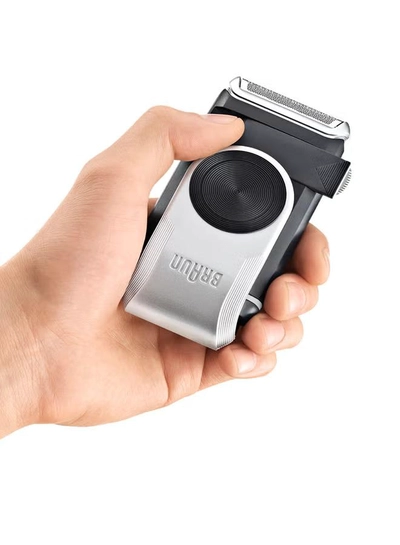 BRAUN Pocketgo Mobile Electric Travel Shaver, M90 Black/Grey/Silver-1
