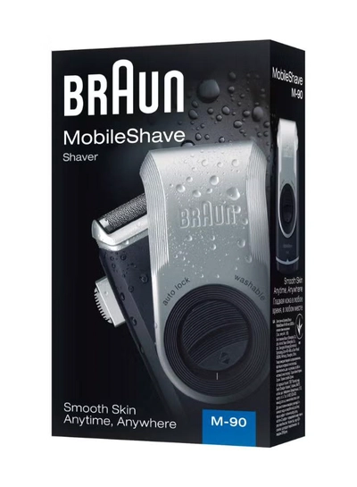 BRAUN Pocketgo Mobile Electric Travel Shaver, M90 Black/Grey/Silver-5