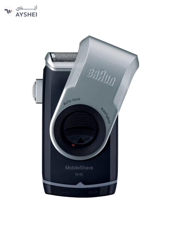 BRAUN Pocketgo Mobile Electric Travel Shaver, M90 Black/Grey/Silver