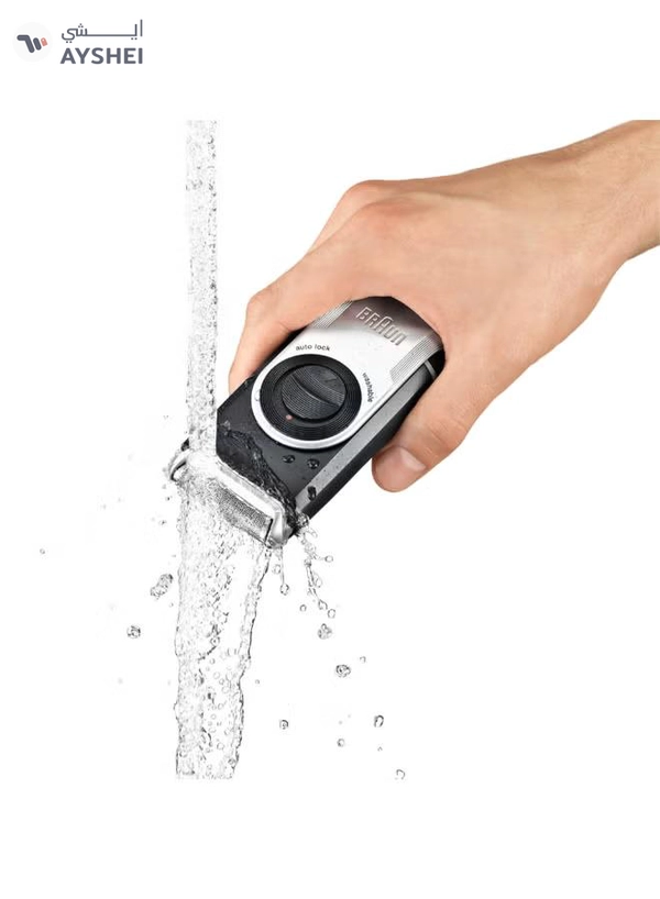 BRAUN Pocketgo Mobile Electric Travel Shaver, M90 Black/Grey/Silver