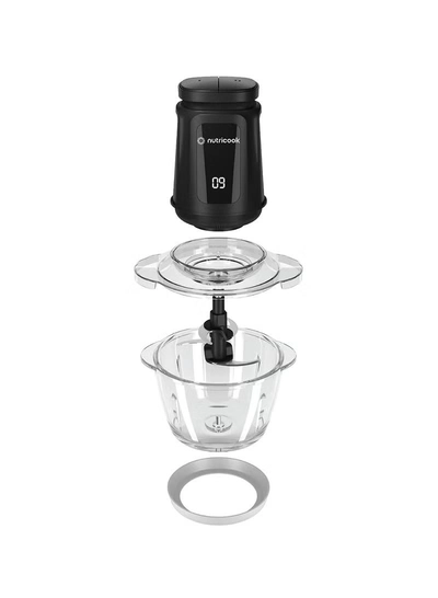 nutricook 1.2L Glass Chopper and Mincer, 500W w/ Pulse & 2 Speeds, Removable 4 SS-Blade for Chopping, Ice Crushing, Meat Mincing, Grinding, Pureeing & more, 2 Yr Warranty, NC-CH1200 1.2 L 500 W Choppi XL Black-2
