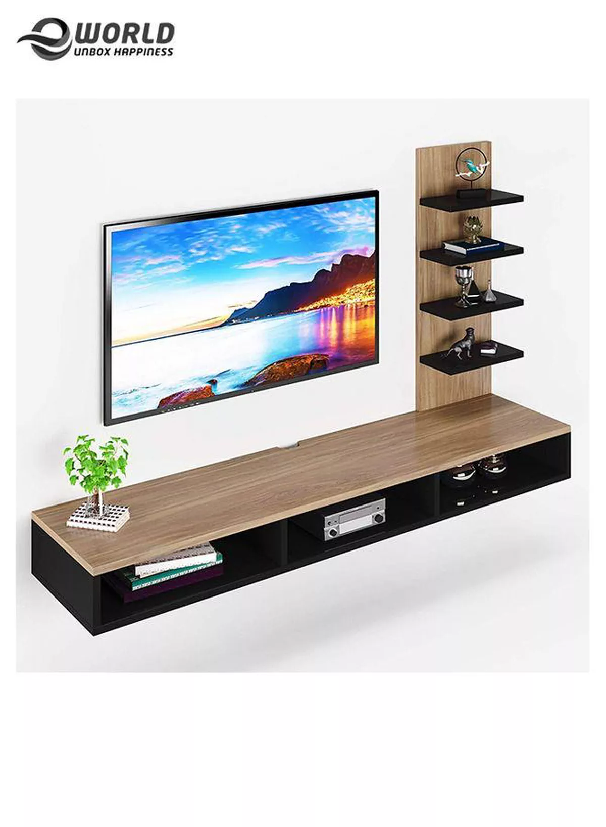 Wooden Twist TV Unit Shelf Dressing and Bed Size Table for Home Office