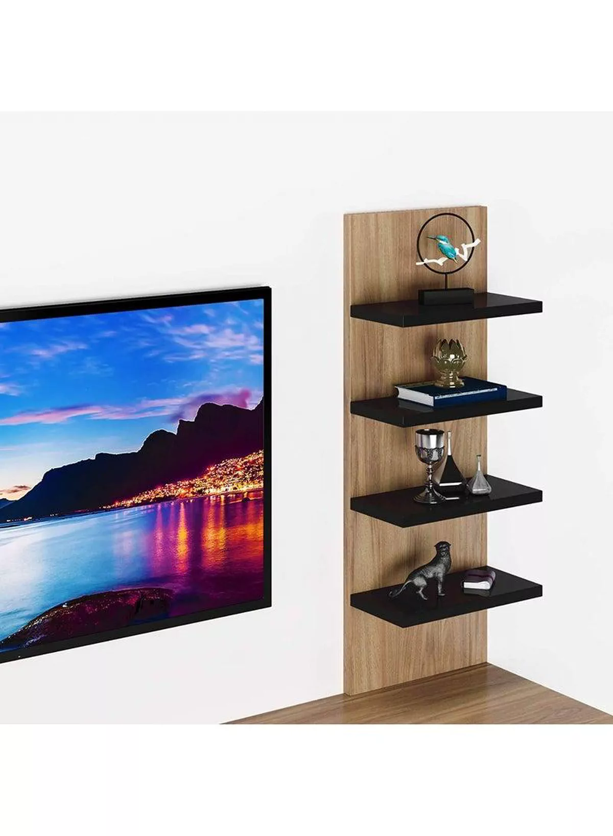 Wooden Twist TV Unit Shelf Dressing and Bed Size Table for Home Office-1-1