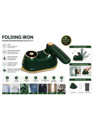 Portable Garment Iron for Quick Wrinkle Removal Keep your wardrobe looking fresh with this convenient folding iron. Its compact construction, simple operation, and steam capability make it a practical choice for travelers, students, professionals, and everyday household use.-6