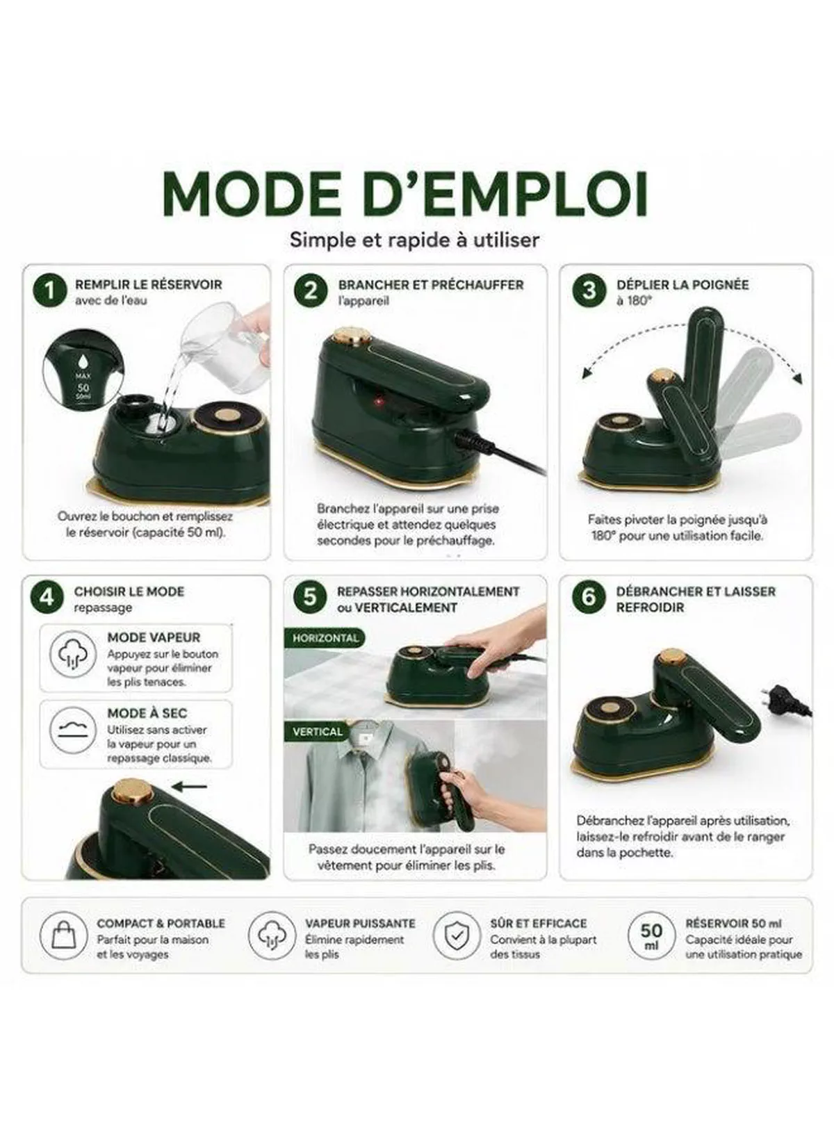 Portable Garment Iron for Quick Wrinkle Removal Keep your wardrobe looking fresh with this convenient folding iron. Its compact construction, simple operation, and steam capability make it a practical choice for travelers, students, professionals, and everyday household use.-7-7