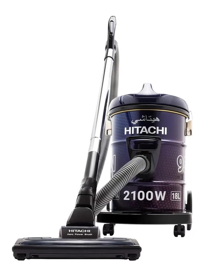 Hitachi Drum Vacuum Cleaner, Aero Power Brush to Clean Efficiently, Metal Pipe, Dusting Brush & Crevice Nozzle, Washable Filter, Best for Home & Office, 18 L 2100 W CV955NBLGSA Purple/Black-3