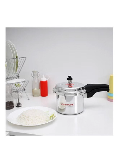 Olsenmark 5000ml Aluminium Pressure Cooker, 5L - High Quality Vent Valve - Anti Bulging Base - Heat Resistant Handle Silver-6