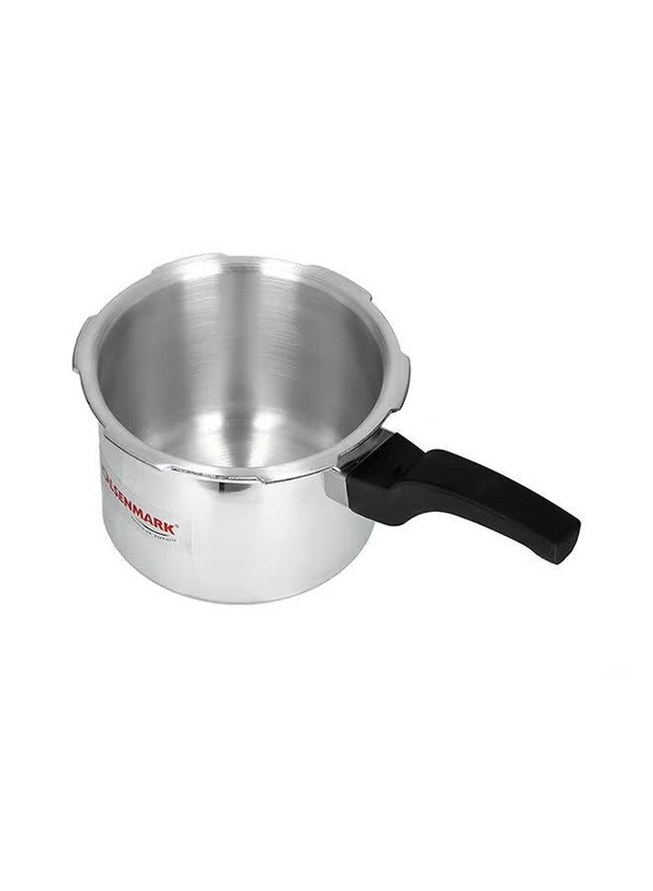 Olsenmark 5000ml Aluminium Pressure Cooker, 5L - High Quality Vent Valve - Anti Bulging Base - Heat Resistant Handle Silver