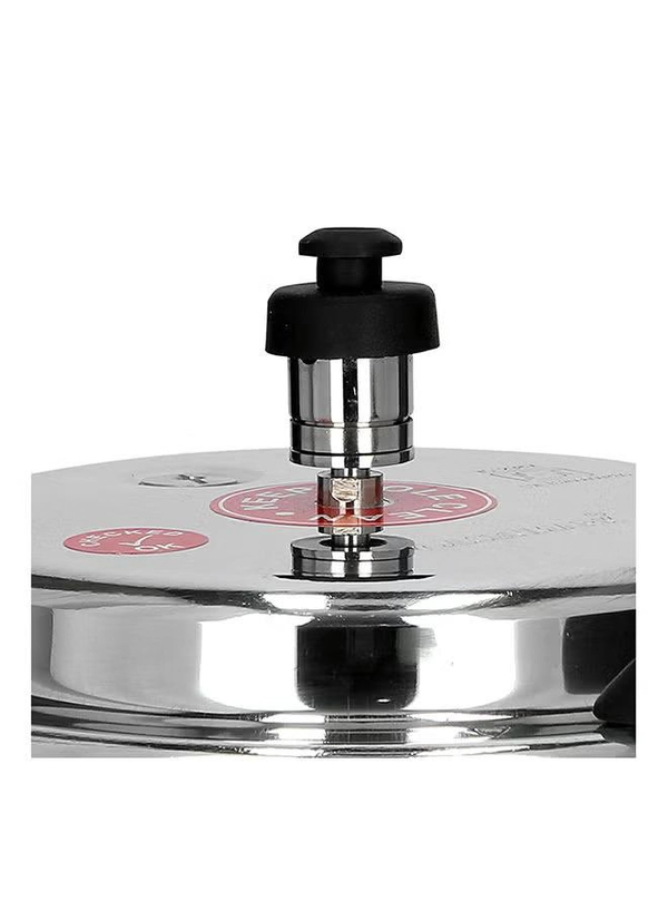 Olsenmark 5000ml Aluminium Pressure Cooker, 5L - High Quality Vent Valve - Anti Bulging Base - Heat Resistant Handle Silver