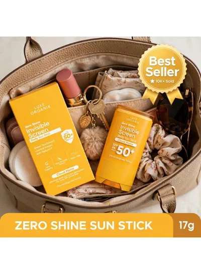 Luxe Organix Zero Shine Sun Stick SPF 50+ PA++++ – 17g A travel-friendly sunscreen essential featuring SPF 50+ protection, UVA/UVB defense, zero shine, quick absorption, and a silky matte finish, making it ideal for effortless daily sun protection and reapplication.-4