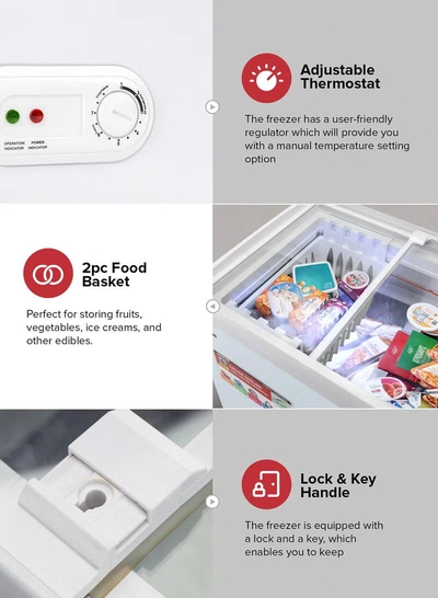 GEEPAS Chest Showcase Freezer-Convertible Freezer And Fridge Function | Faster Cooling Long Lasting Freshness With Temperature Control 260 L 220 W GCF2622SG White-3