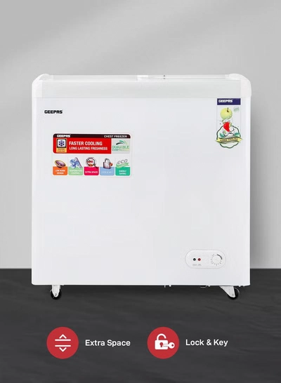 GEEPAS Chest Showcase Freezer-Convertible Freezer And Fridge Function | Faster Cooling Long Lasting Freshness With Temperature Control 260 L 220 W GCF2622SG White-2