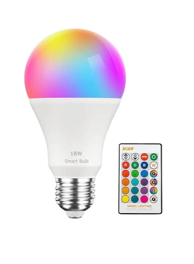 Yuwell RGBW Smart LED Light Bulb 24 Color Changing Bulb With Remote Control Smart Bulb With 16 Million Color Range E27-18W Bulb 50000 Hour Lifespan 2700K-6500K Color Temperature For Home Room Decoration-0