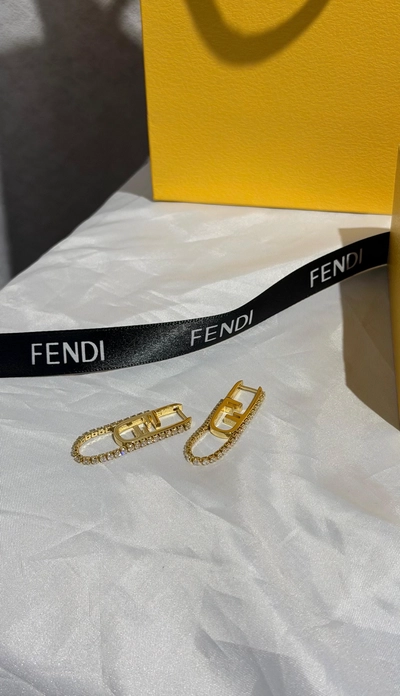 Fendi FF Logo Crystal Earrings-2