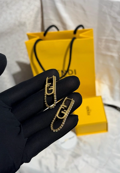Fendi FF Logo Crystal Earrings-1