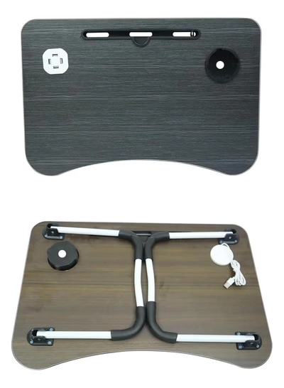 DubaiGallery Portable Folding laptop Table with 4 USB Port/Cup Holder for Bed Couch/Sofa with Free LED Light and USB Fan-2