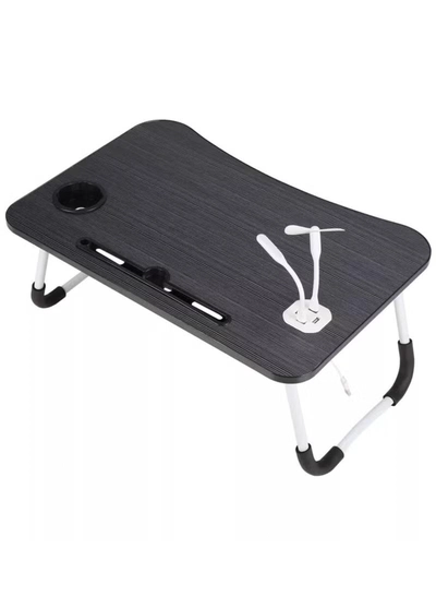 DubaiGallery Portable Folding laptop Table with 4 USB Port/Cup Holder for Bed Couch/Sofa with Free LED Light and USB Fan-0