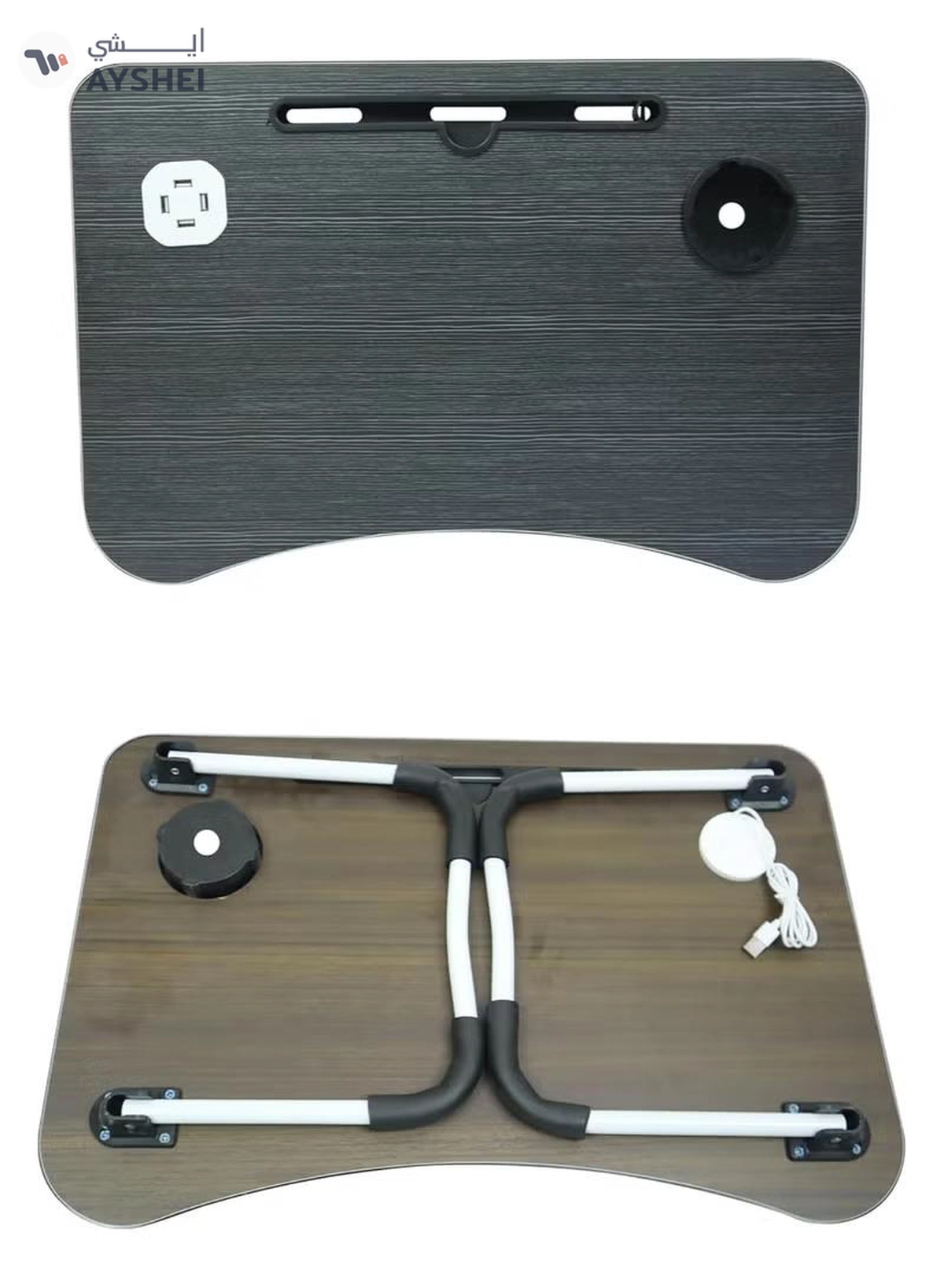 DubaiGallery Portable Folding laptop Table with 4 USB Port/Cup Holder for Bed Couch/Sofa with Free LED Light and USB Fan-2-2