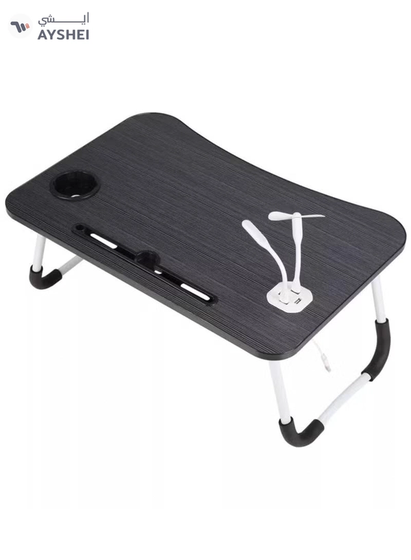 DubaiGallery Portable Folding laptop Table with 4 USB Port/Cup Holder for Bed Couch/Sofa with Free LED Light and USB Fan