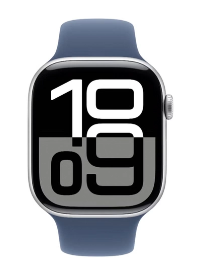 Apple Watch Series 10 GPS 46mm Silver Aluminium Case With Denim Sport Band-1
