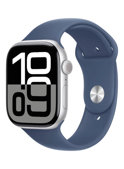 Apple Watch Series 10 GPS 46mm Silver Aluminium Case With Denim Sport Band-0