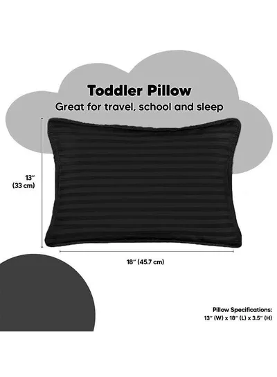 Toddler Baby Sleeping Pillows, Soft Cotton Blend Cover with Polyester Filling, Perfect for Home & Hotel Rooms, Pack of 2 in Elegant Black Color-1