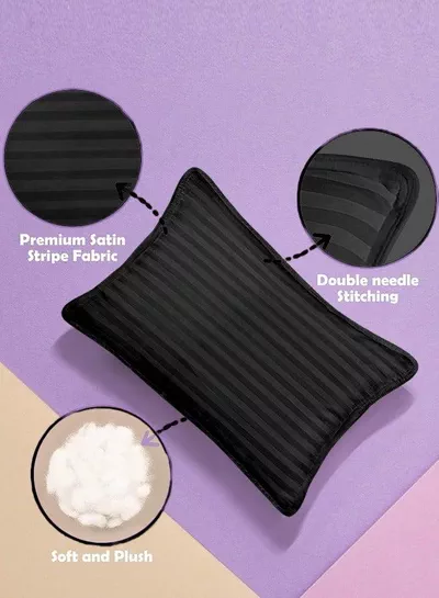Toddler Baby Sleeping Pillows, Soft Cotton Blend Cover with Polyester Filling, Perfect for Home & Hotel Rooms, Pack of 2 in Elegant Black Color-3