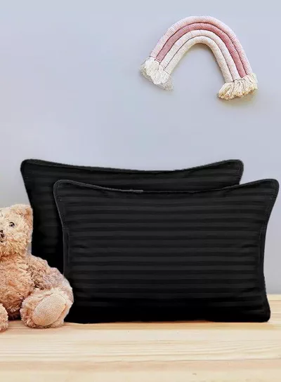 Toddler Baby Sleeping Pillows, Soft Cotton Blend Cover with Polyester Filling, Perfect for Home & Hotel Rooms, Pack of 2 in Elegant Black Color-5