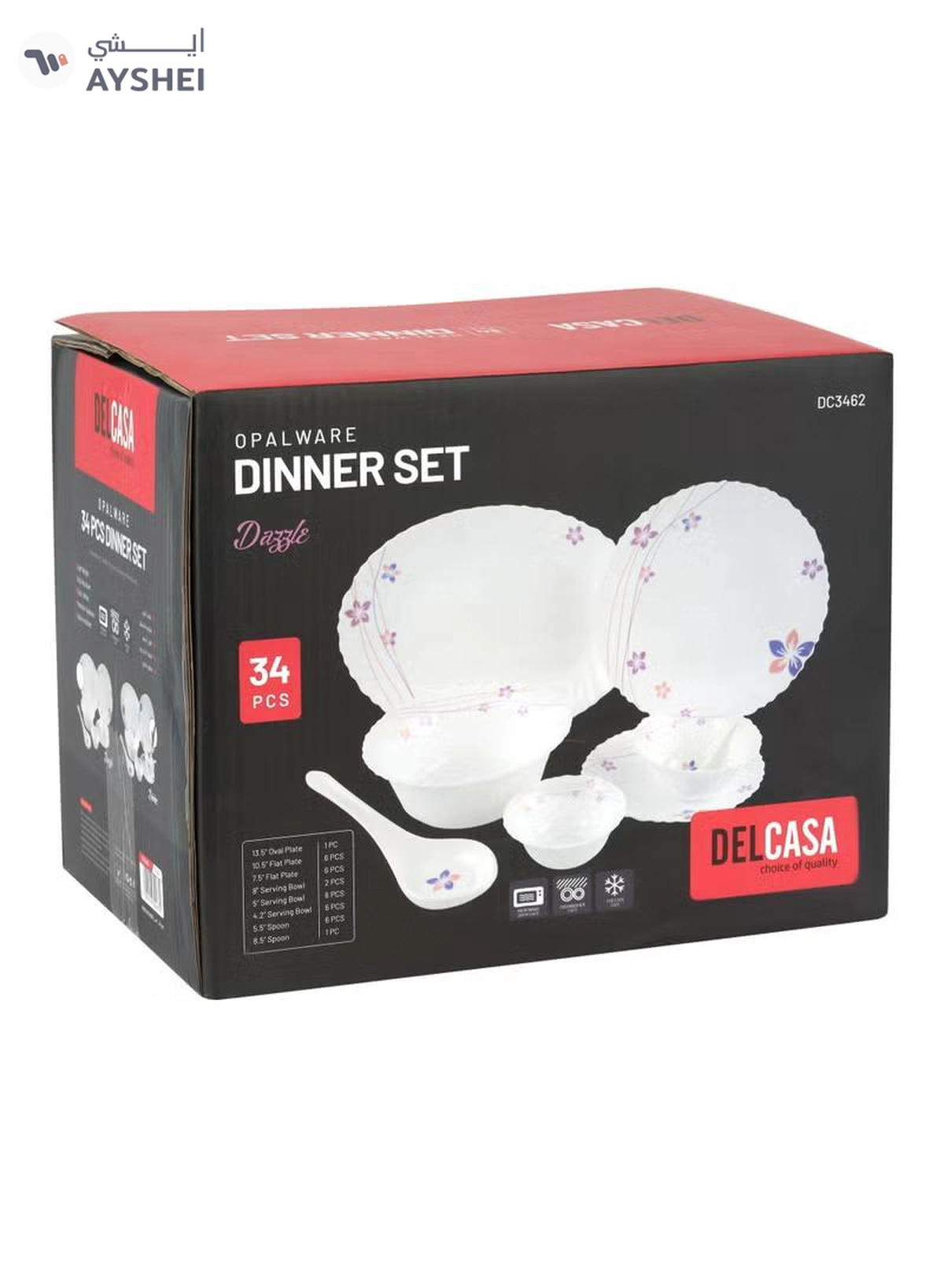 Delcasa 34 Piece Dazzle Opalware Dinner Set- DC3462-5-5
