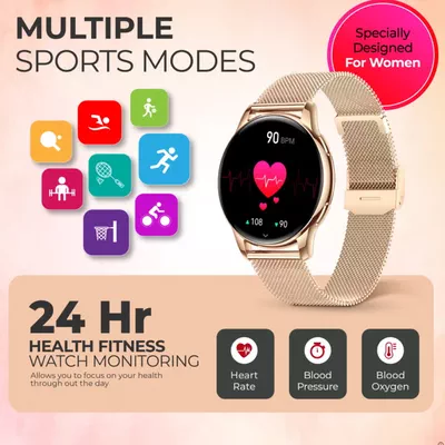 Queen Smart Watch For Women With AMOLED Always On Display Bluetooth Calling Waterproof Fitness Watches For Android iOS Gold-6